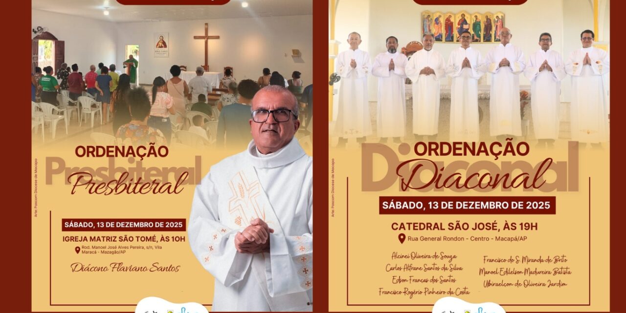 DIOCESE DE MACAPÁ ANUNCIA ORDENAÇÕES DIACONAIS E PRESBITERAL EM DEZEMBRO