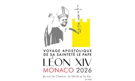 LOGOTIPO SIMBÓLICO ANUNCIA VIAGEM DE FÉ E HARMONIA DE PAPA LEÃO XIV A MÔNACO