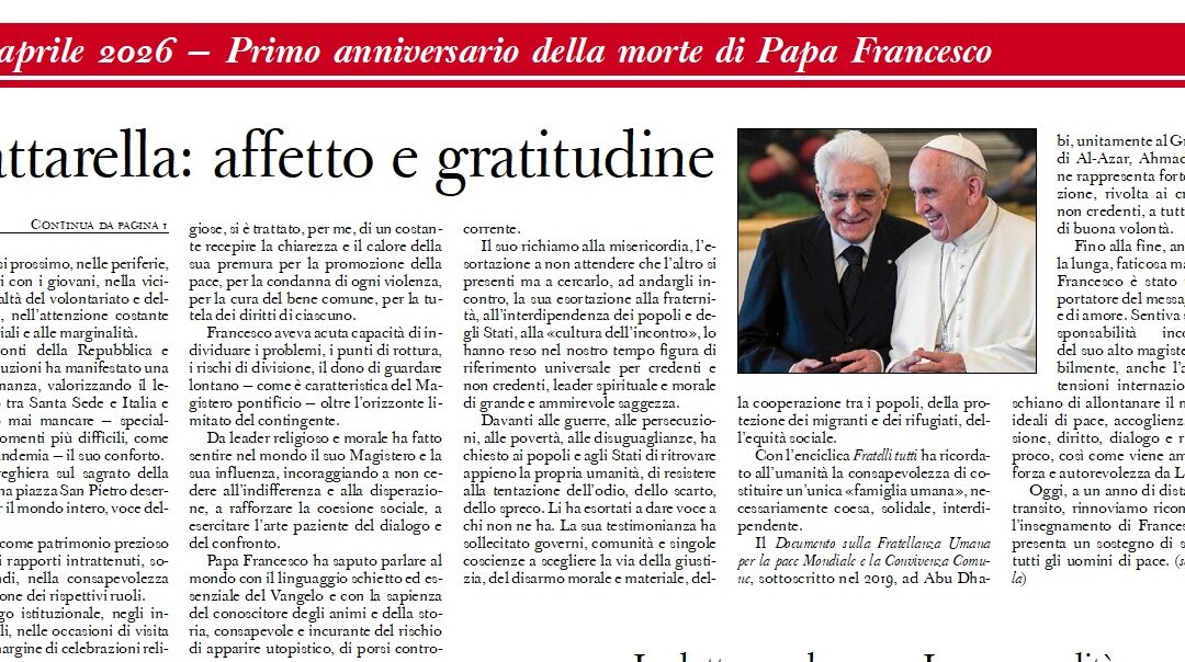 ITÁLIA E VATICANO CELEBRAM O PRIMEIRO ANO DE SAUDADE DO PAPA FRANCISCO