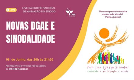EQUIPE DE ANIMAÇÃO DO SÍNODO PROMOVE LIVE SOBRE NOVAS DIRETRIZES GERAIS DA AÇÃO EVANGELIZADORA E SINODALIDADE