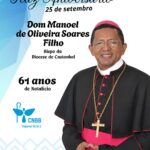Regional Norte 2 da CNBB felicita Dom Manoel de Oliveira Soares Filho por seu aniversário natalício